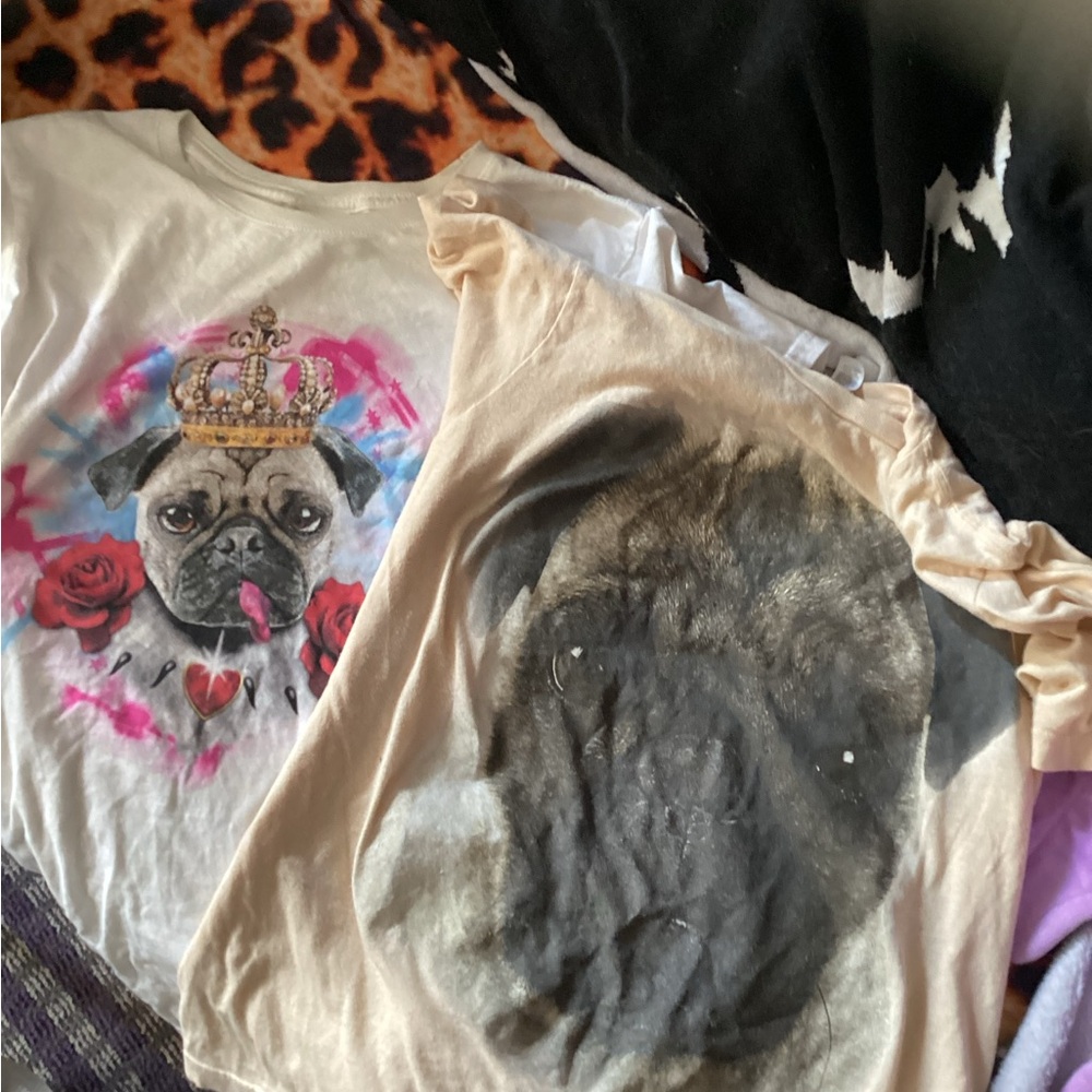 Crown Pug Graphic T-Shirt - White Sz XL